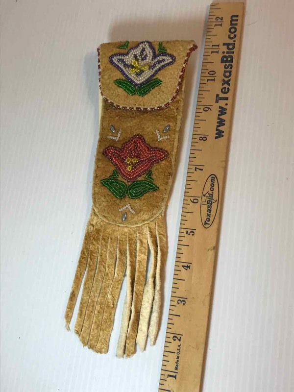 lot 396 image: Beaded Leather Pouch