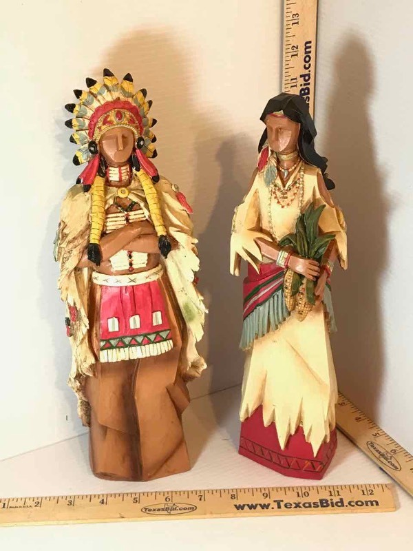 lot 397 image: (2) ResinPlastic Figures by Pacific Rim  Native Americans