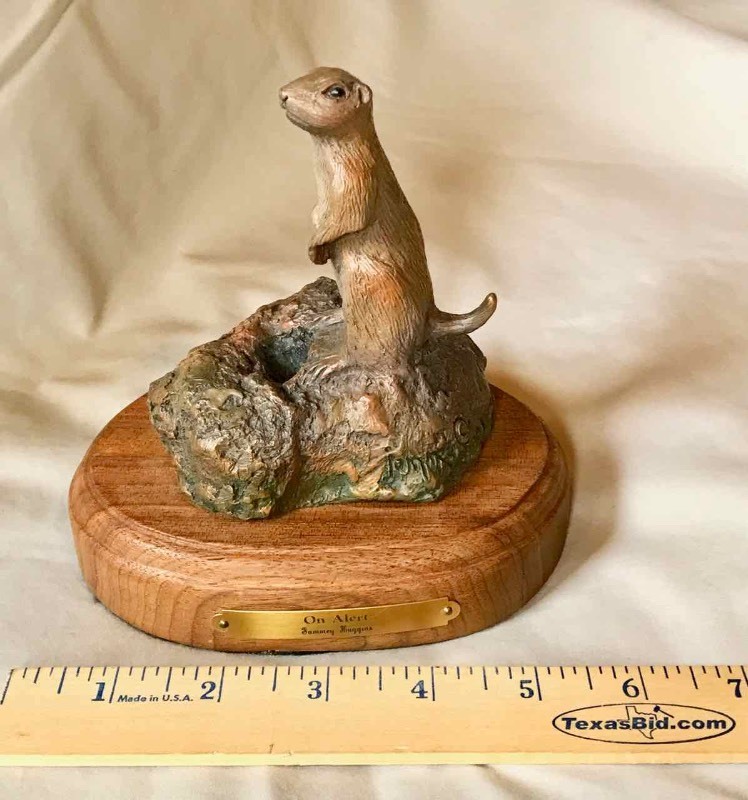 lot 667 image: Bronze Sculpture by Jammey Huggins, Groundhogs On Alert