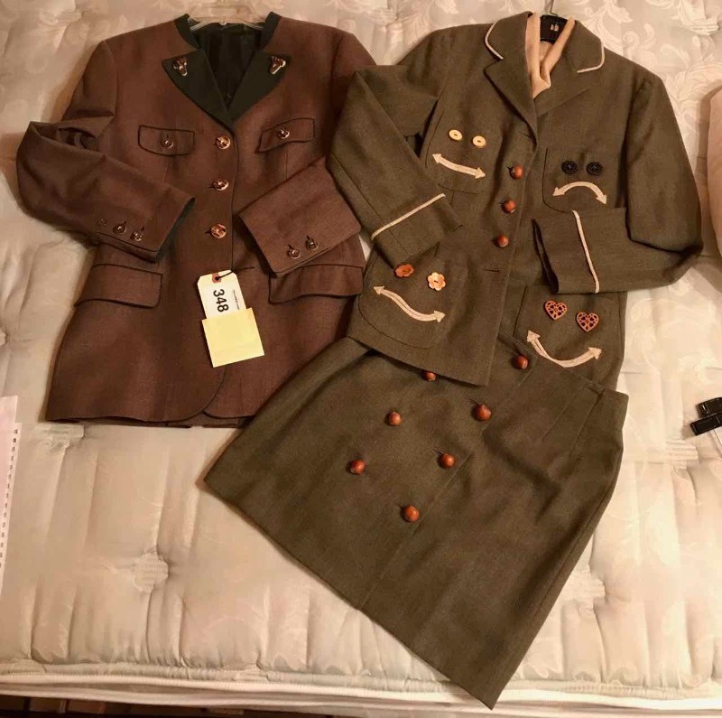 lot 348 image: Ladies Green Kleider Jacket with Horn Buttons & Moschino Wool Jacket with Skirt