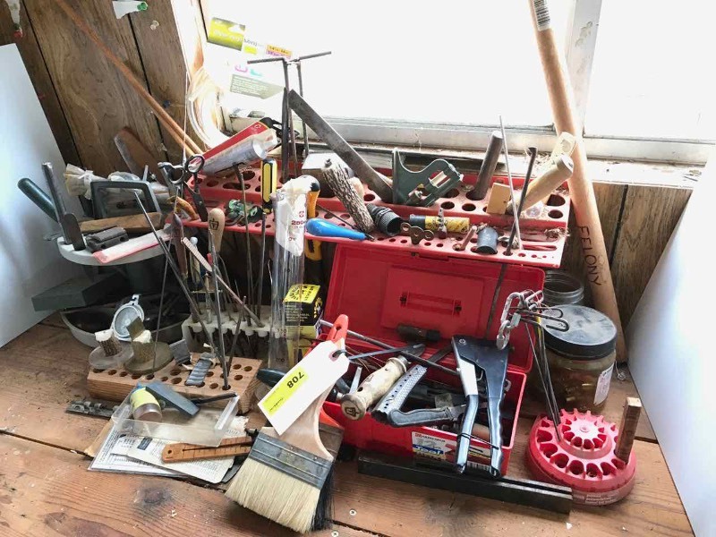 lot 708 image: Small Tools, Files, Screwdrivers, Pop Rivet, Turning Fork, Etc.