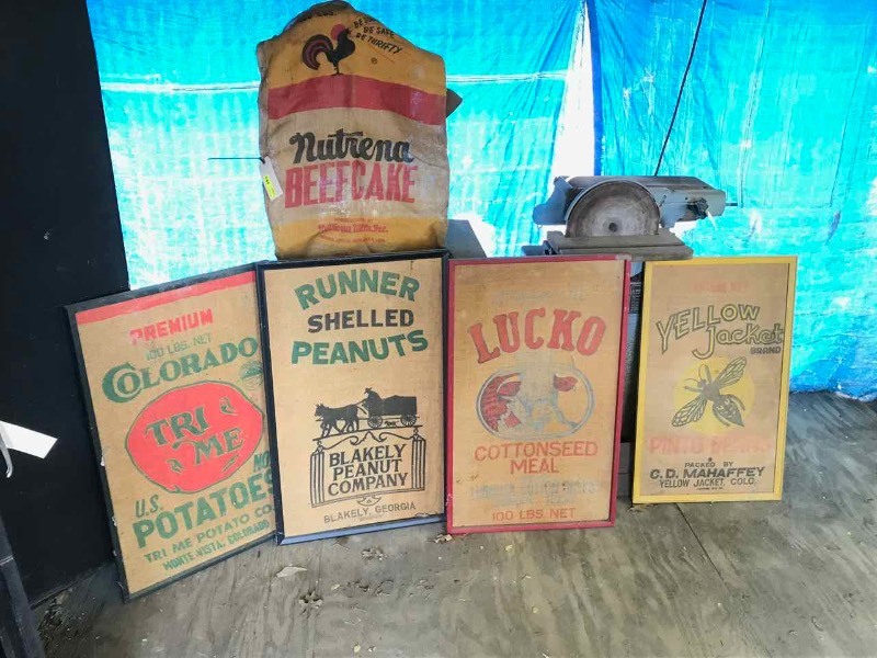 lot 741 image: Framed Burlap Sacks