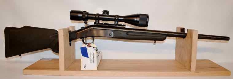 lot 102 image: New England Firearms Handy Rifle SB2,  .270 cal,  Bushnell 4x-12 x 40 Scope  (sn  250455)  used