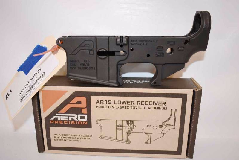 lot 137 image: Incomplete Lower Receiver  Aero Precision Bear Arms,  Mod. X15, (AR15) Multi Cal,  (sn  DLR00931) new