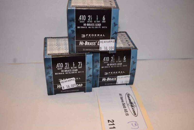 lot 211 image: (3)Federal Hi-Brass Load .410 ga.