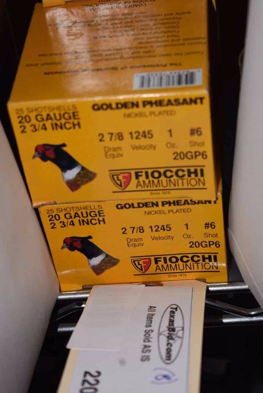 lot 220 image: (8) Fiocchi Golden Pheasant 20 ga.