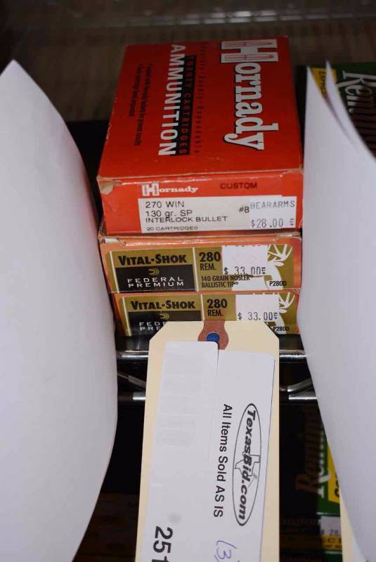 lot 251 image: (1) Hornady Custom 270 Win. 130gr. SP and (2) Federal Premium Vital-Shok 280 Rem. 140gr. Nosler