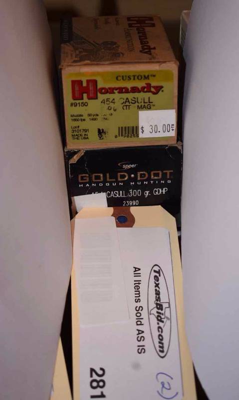 lot 281 image: (2) 454 Casull Hornady & Gold Dot