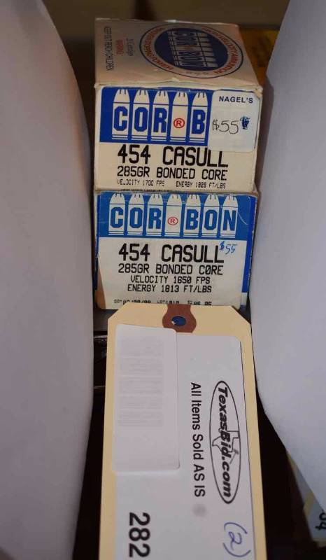 lot 282 image: (2) CorBon Casull 285gr. Bonded core