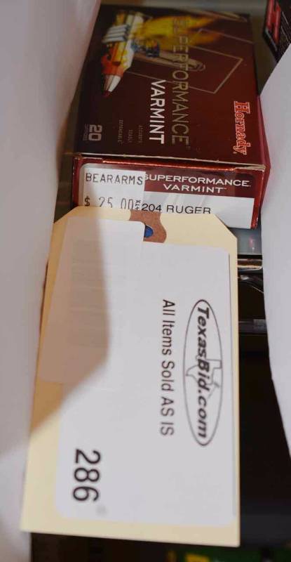 lot 286 image: (1)Hornady Superformance Varmint 204 Ruger 40gr. V-Max