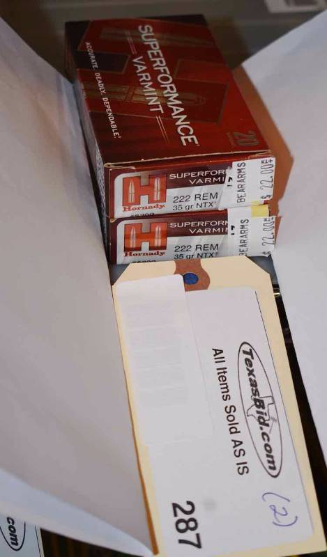 lot 287 image: (2) Hornady Superformance Varmint 222 Rem 35gr. NTX