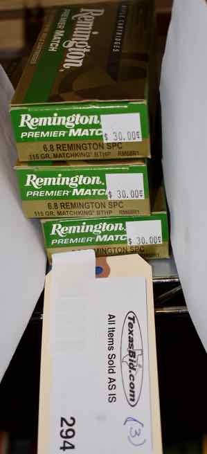 lot 294 image: (3) Remington Premier Match 6.8 Remington SPC