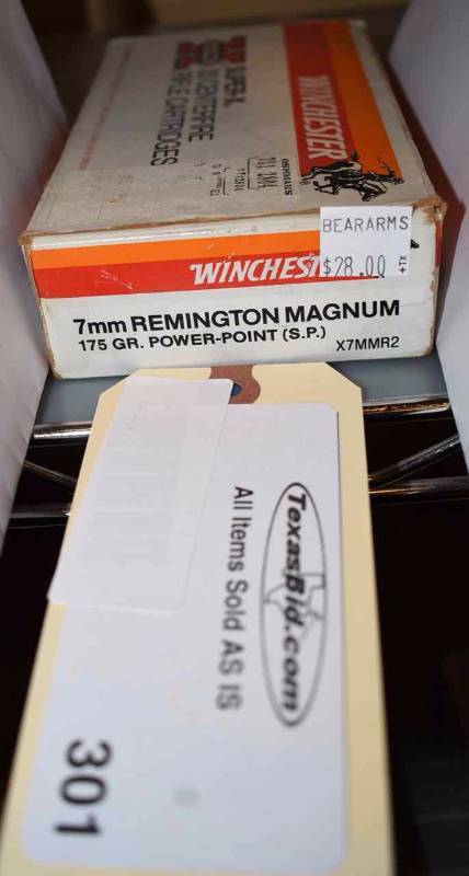 lot 301 image: (1) Winchester 7mm Remington Magnum 175gr. Power-Point
