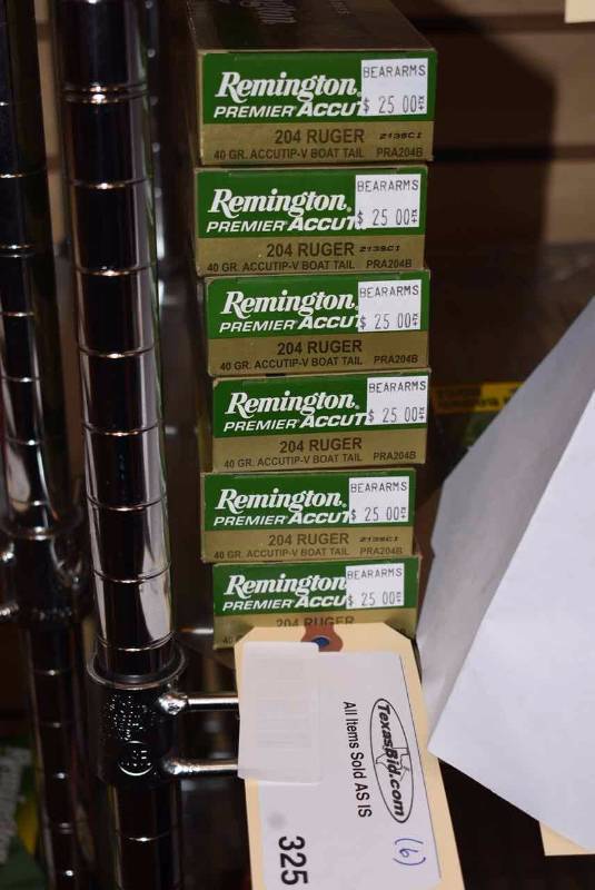 lot 325 image: (6)Remington Premier Accutip 204 Ruger 40gr. V Boat Tail