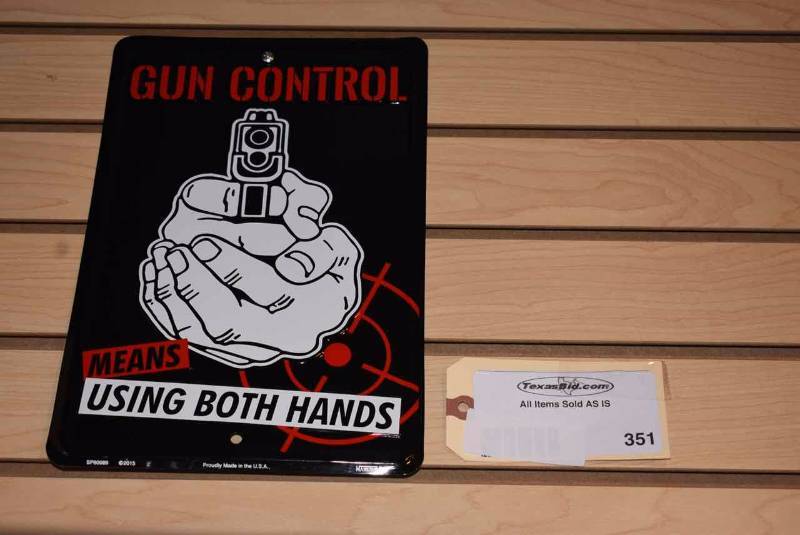 lot 351 image: Tin Sign Gun Control