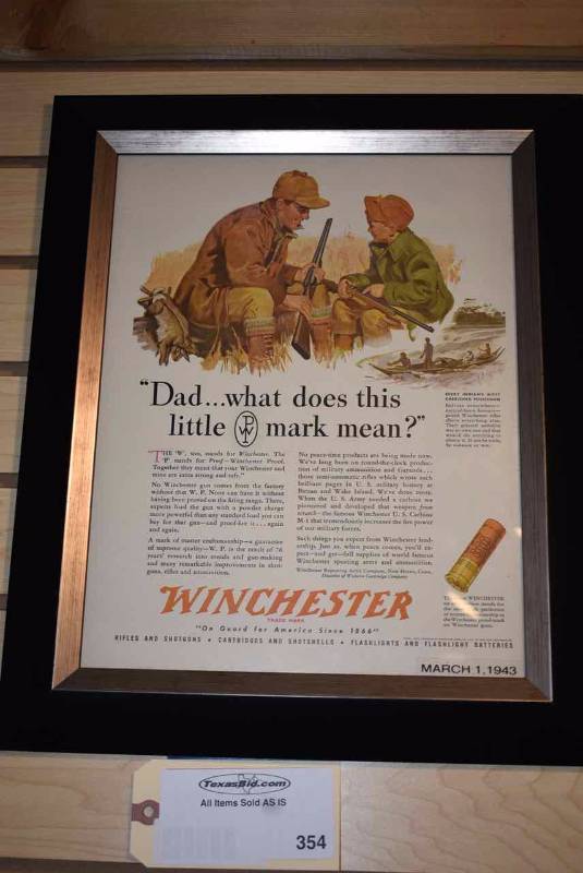 lot 354 image: Framed Magazine Ad