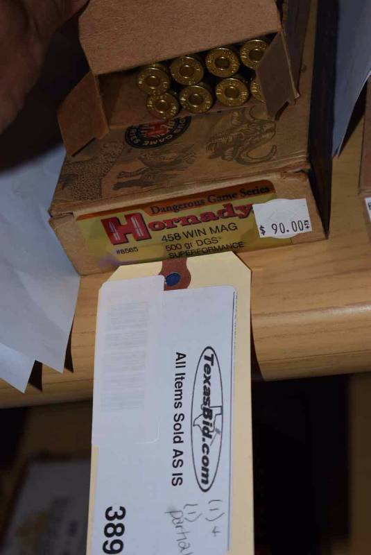 lot 389 image: Hornady 458 Win Mag