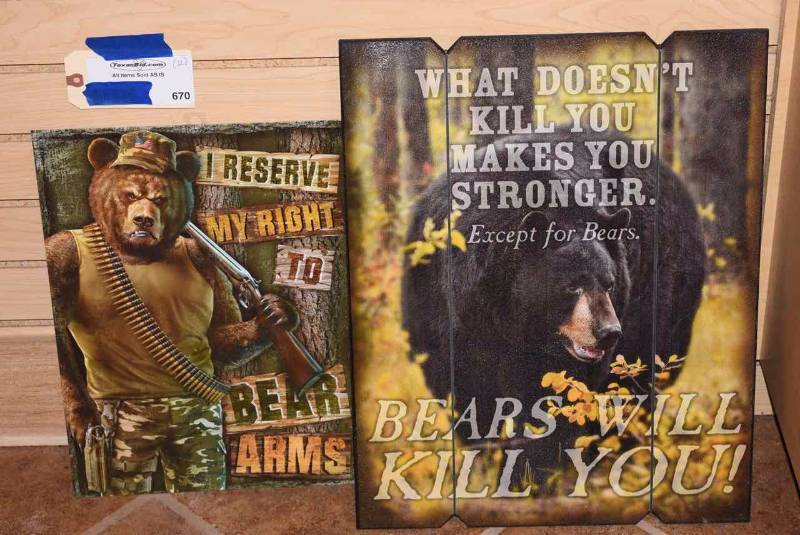 lot 670 image: (2) Signs Bears