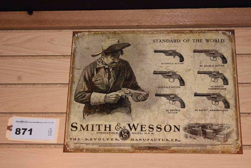 lot 871 image: Tin Sign Smith & Wesson