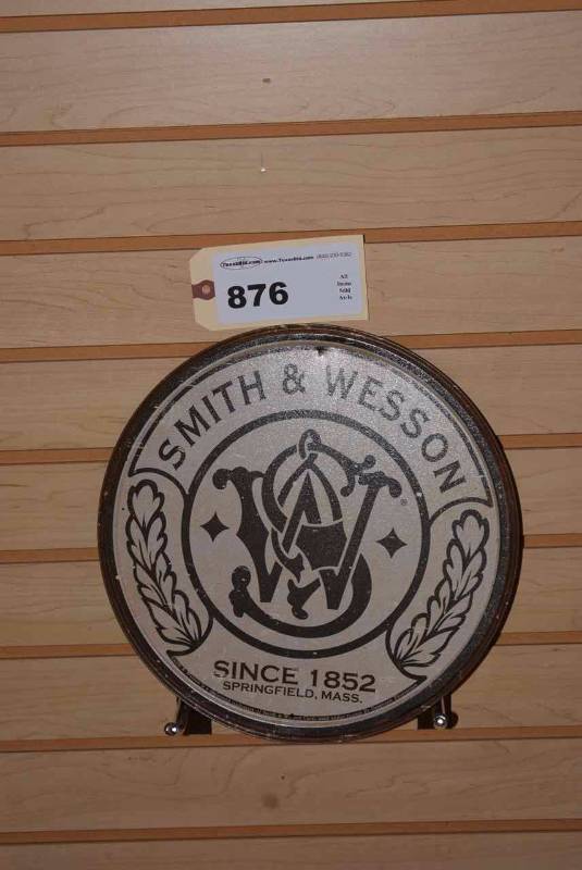 lot 876 image: Tin Sign Round S&W