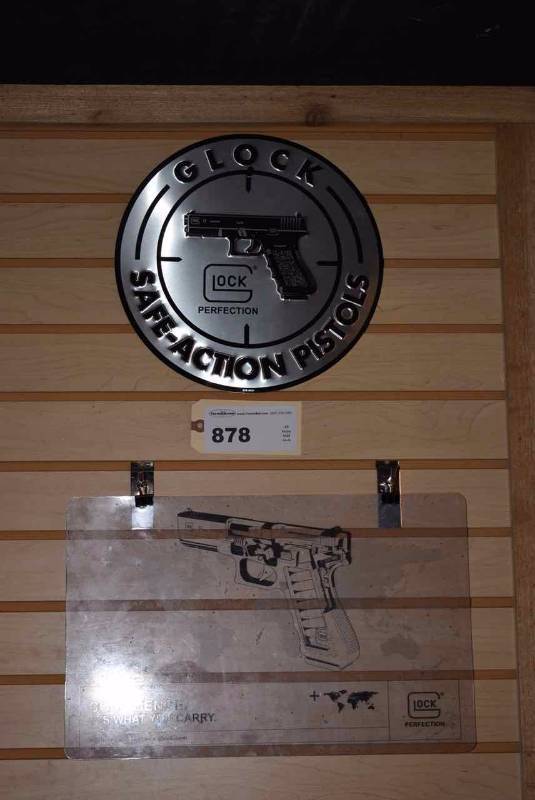 lot 878 image: Tin Sign Round Glock & Counter Pad