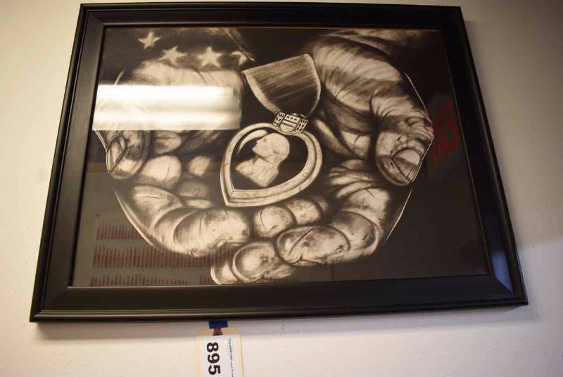 lot 895 image: Framed Print Purple Heart