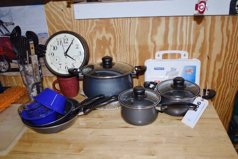 lot 902 image: Pots, Pans, Utensils, Etc.