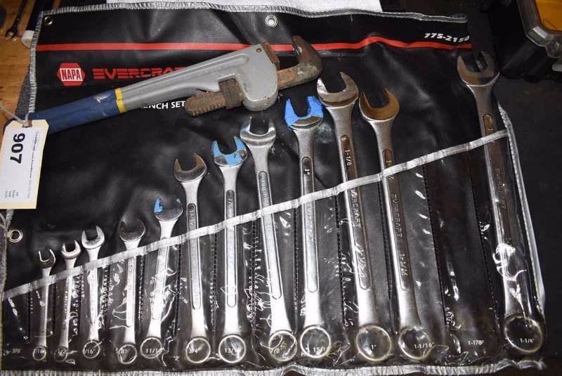 lot 907 image: Crescent Wrenches, Pipe Wrench, Channel Locks