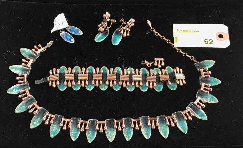 lot 62 image: Vintage  Enameled Copper Jewelry