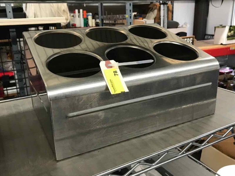 lot 78 image: Stainless Steel 6-Hole Utensil Holder (needs inserts)