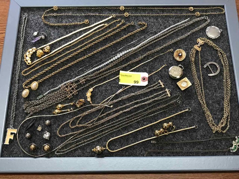 lot 99 image: Costume Jewelry  Chains, Pendants, Earrings.