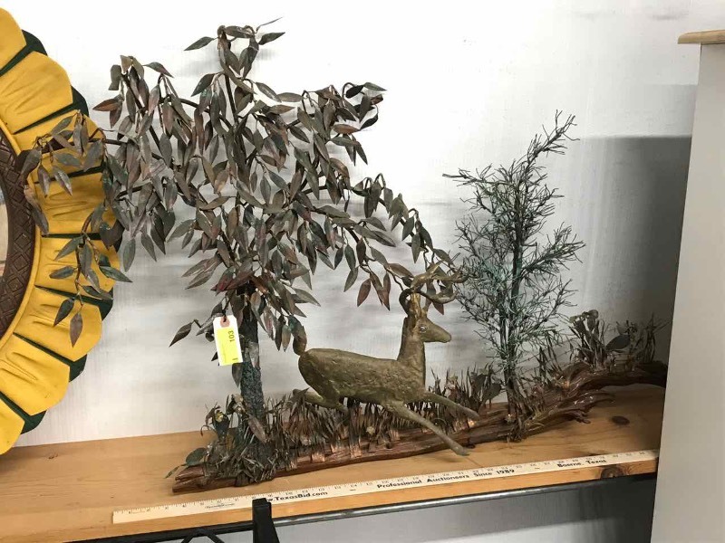 lot 103 image: Metal Wall-Art Sculpture, Buck In Trees