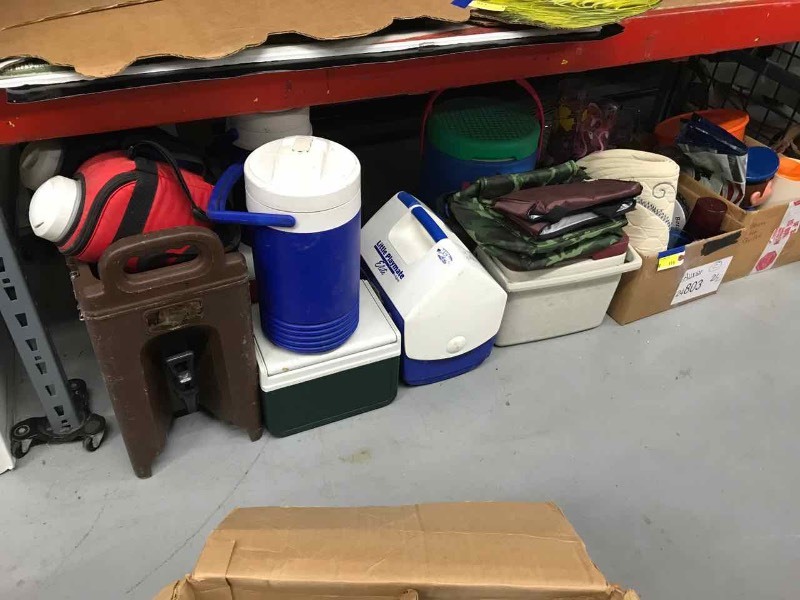 lot 115 image: Asst. Small Coolers, Dispensers, Cups, Food Totes, Etc.