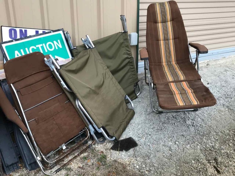 lot 127 image: (2) Coleman Camp Cots and (2) Folding Chairs