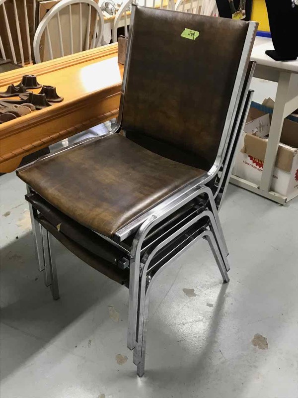 lot 208 image: (3) Stacking Chairs (pleather)