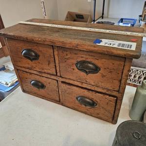 lot 737 image: Antique 4-Drawer Cabinet, pine (apprx. 23-12 W x 15 T)