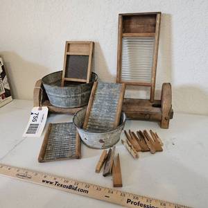 lot 755 image: Miniature wash boards, buckets