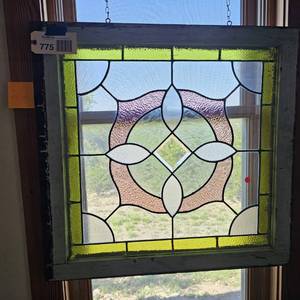 lot 775 image: (1) stained glass panel (purple & green)