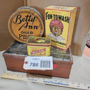 lot 786 image: (3) Tins, (1) Box