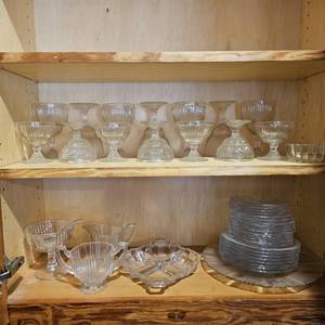 lot 823 image: Antique Clear Pressed Glass Dishware