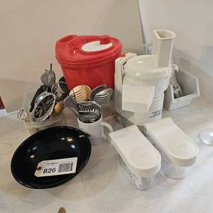 lot 826 image: Food slicers, choppers, salad spinner, etc.