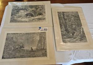 lot 839 image: (3) Prints Wildlife