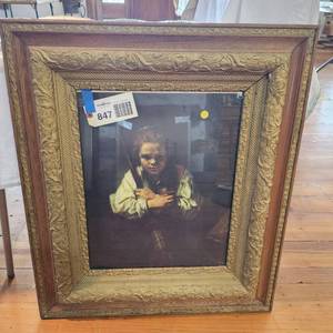 lot 847 image: Framed Print Boy with Broom, apprx 27x31
