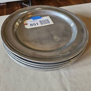 lot 851 image: (6) Pewter Chargers, 13 inch diameter