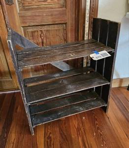 lot 870 image: Antique primitive crock shelf