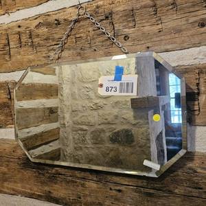 lot 873 image: Antique hanging, beveled mirror