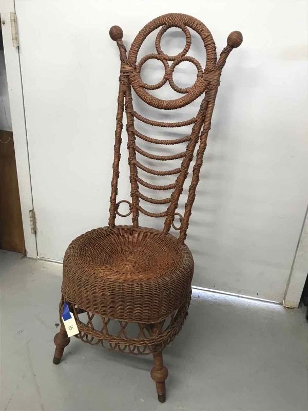 lot 15 image: Awesome Antique 1890s Victorian Ladys Reception Chair, Heywood & Morrill 4168A
