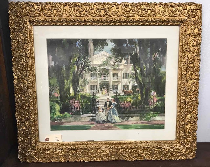 lot 18 image: Framed Print, Francis Chase Southern Belles & House