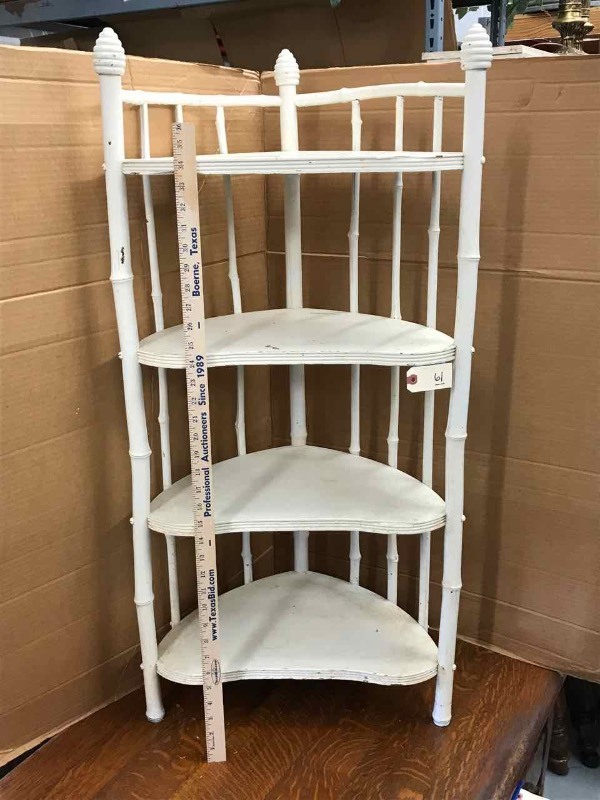 lot 61 image: Antique Corner What-Not Shelf (been painted white)