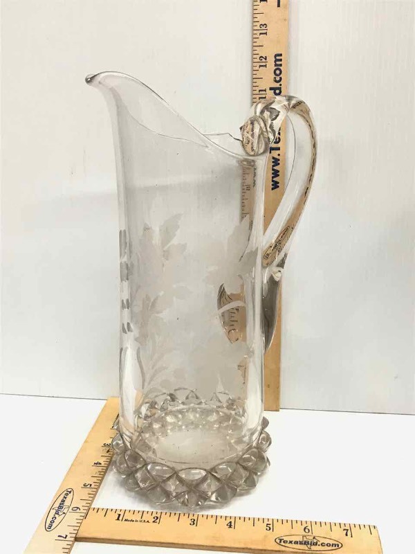 lot 80 image: Pressed Glass Etched Pitcher